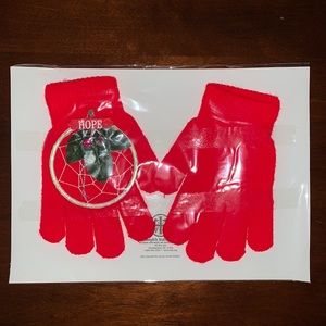 Kids red gloves and an ornament dreamcatcher. NWOT